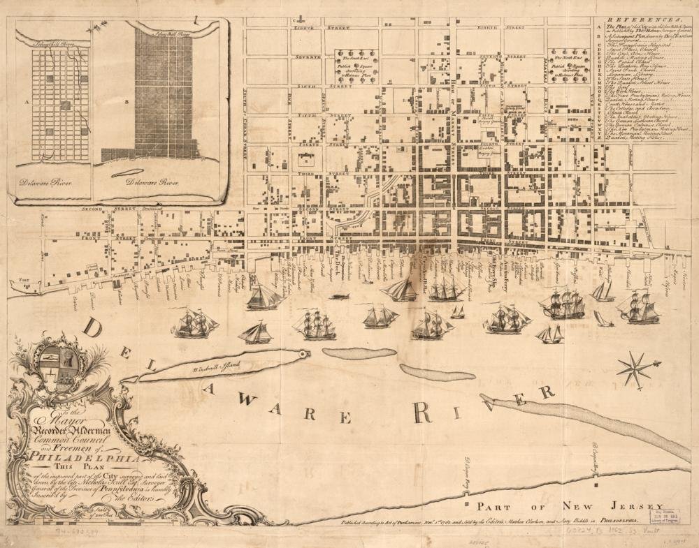 Clarkson & Biddle Plan of Philadelphia (1762)